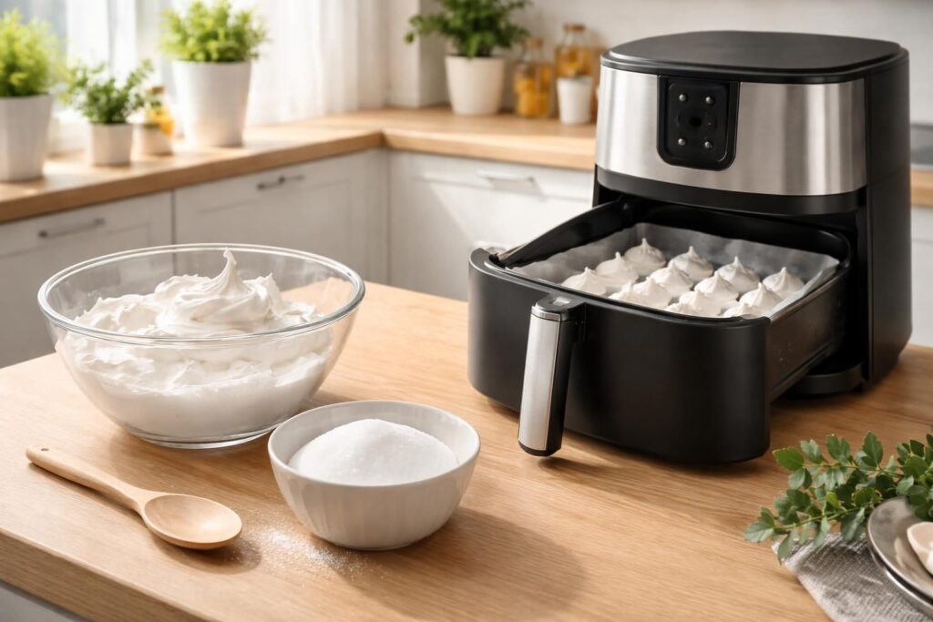 apprenez à préparer facilement des meringues légères et croustillantes avec votre air fryer grâce à notre guide rapide et simple.