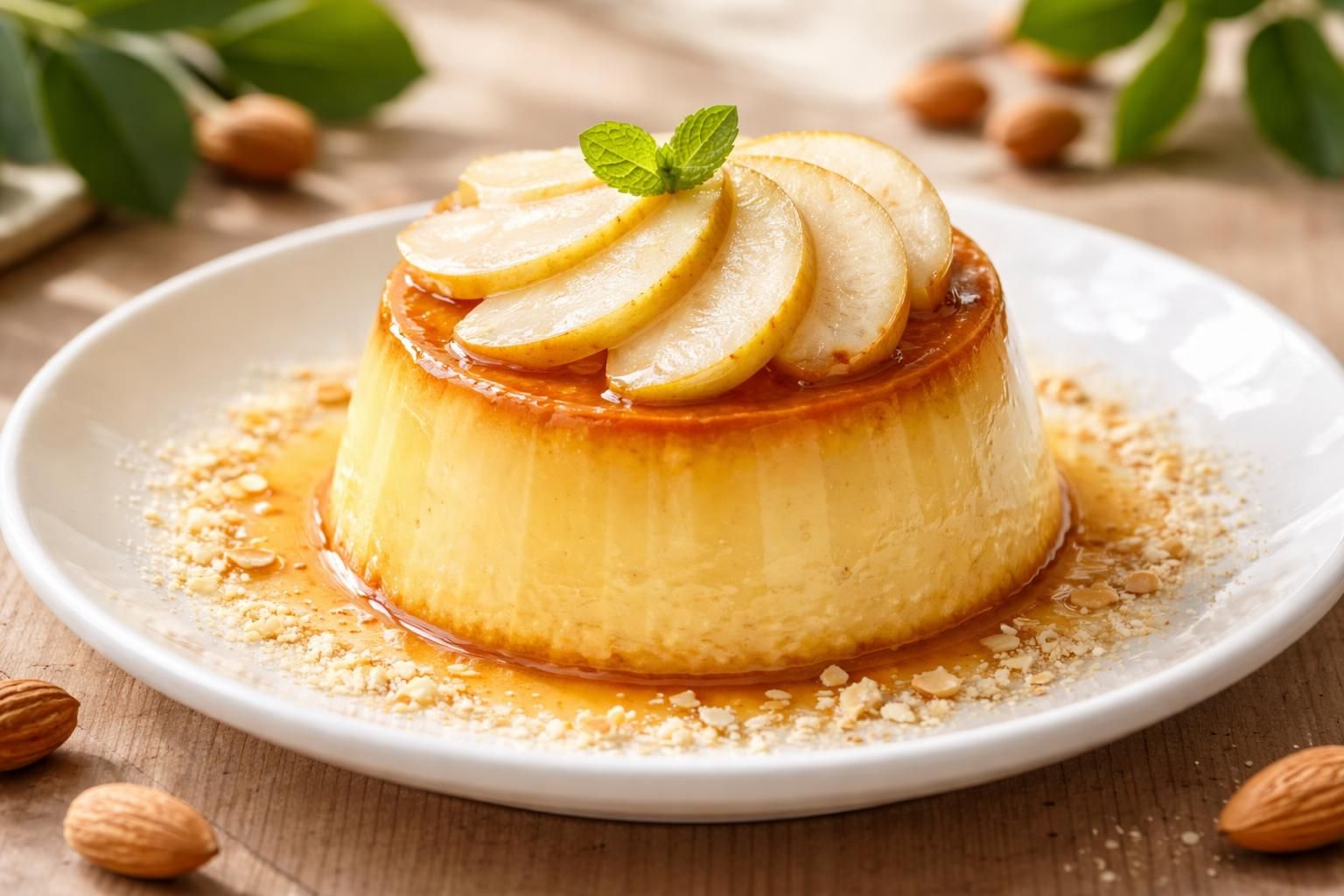 découvrez la recette gourmande du flan aux poires et poudre d'amandes, un dessert délicat et savoureux qui séduira tous les amateurs de douceurs fruitées.