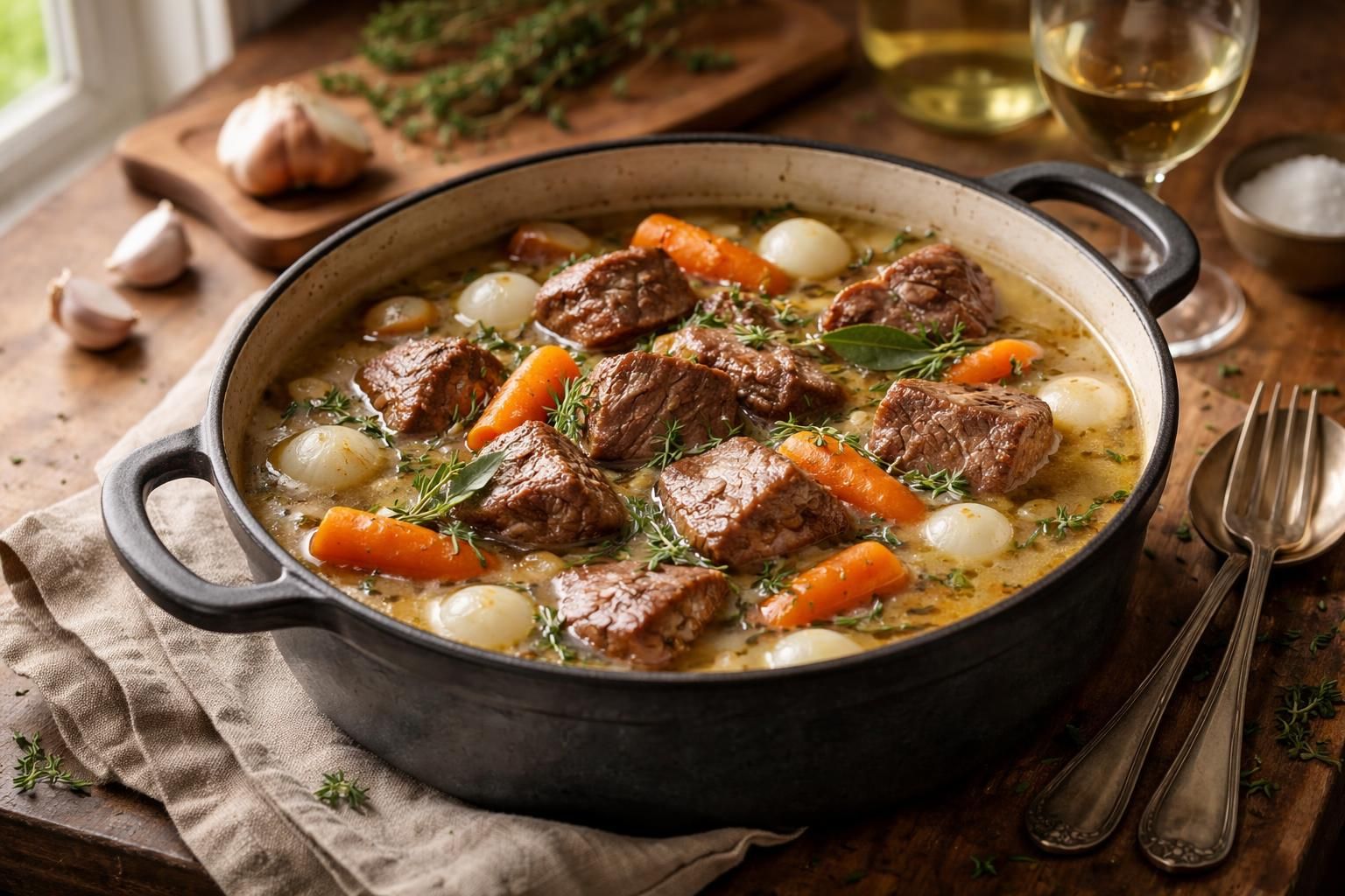 apprenez à préparer une délicieuse daube au vin blanc grâce à nos conseils et astuces pour un plat savoureux et authentique.