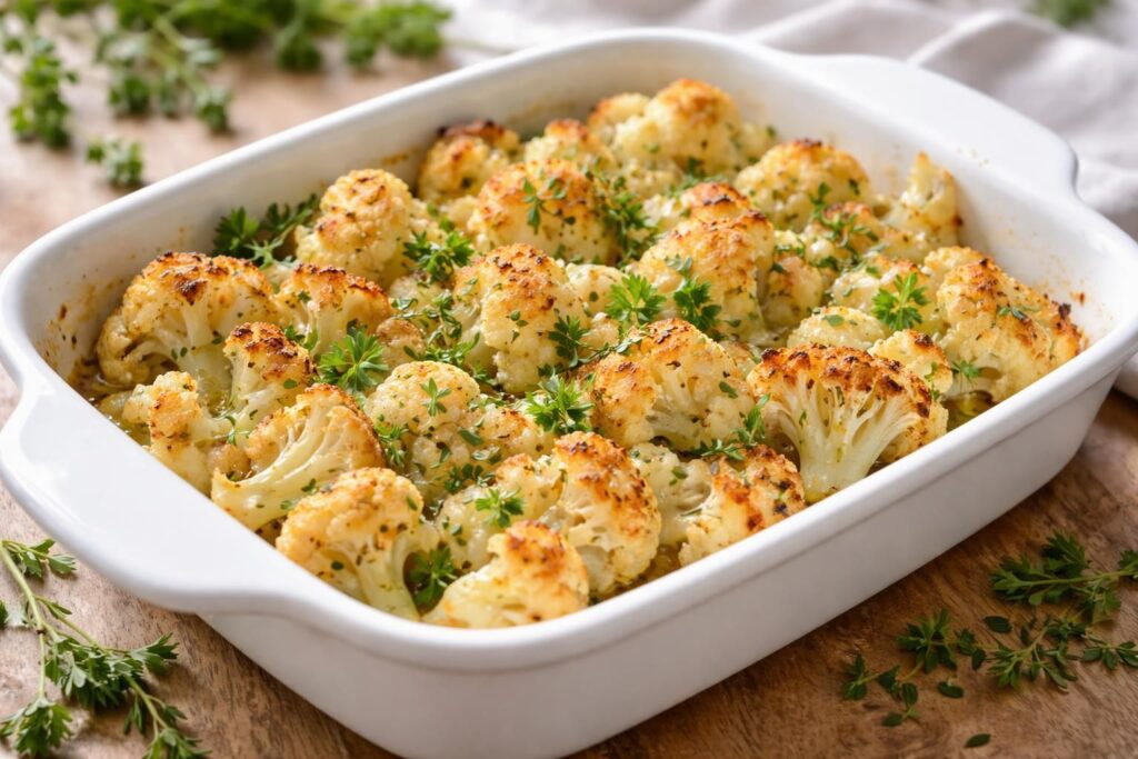 découvrez notre recette légère de gratin de chou-fleur sans béchamel ni crème, parfaite pour un accompagnement savoureux et sain.