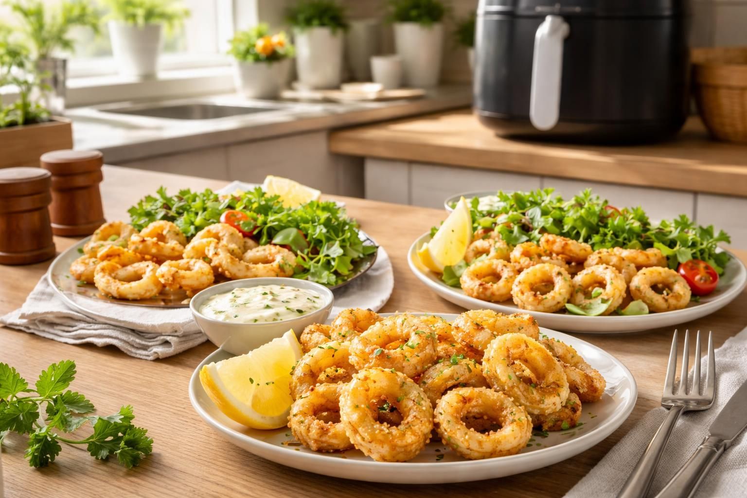 découvrez comment préparer facilement des calamars à la romaine croustillants et savoureux à la maison grâce à la méthode saine de l'air fryer pour un voyage gustatif inoubliable.